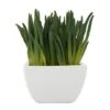 8" Green Foliage Artificial Plant With White Ceramic Pot -Flowers Michael Store D760289S 1