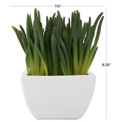 8" Green Foliage Artificial Plant With White Ceramic Pot -Flowers Michael Store D760289S 7