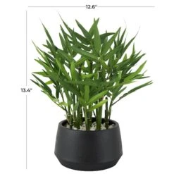 13" Green Faux Foliage Artificial Plant With Black Pot -Flowers Michael Store D760290S 7