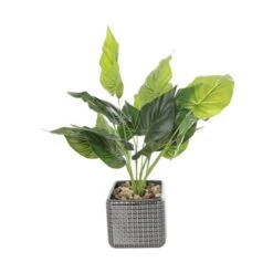 20" Green Foliage Artificial Plant With Black Ceramic Pot -Flowers Michael Store D760293S 8