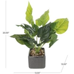 20" Green Foliage Artificial Plant With Black Ceramic Pot -Flowers Michael Store D760293S 9