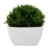 7" Green Foliage Artificial Plant With White Ceramic Pot -Flowers Michael Store D760295S 1