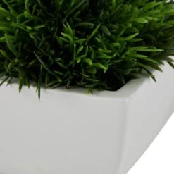 7" Green Foliage Artificial Plant With White Ceramic Pot -Flowers Michael Store D760295S 4