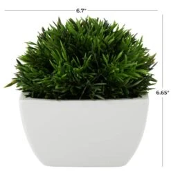 7" Green Foliage Artificial Plant With White Ceramic Pot -Flowers Michael Store D760295S 7