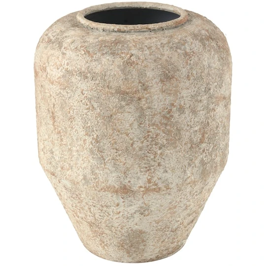 15" Beige Distressed Metal Vase 3 15" Beige Distressed Metal Vase