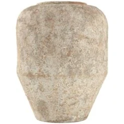 15" Beige Distressed Metal Vase 10 15" Beige Distressed Metal Vase -Flowers Michael Store D760330S 2