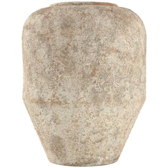 15" Beige Distressed Metal Vase 5 15" Beige Distressed Metal Vase - Image 3