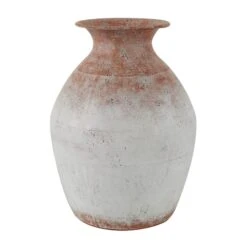 14" White & Rust Distressed Vase