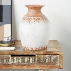 14" White & Rust Distressed Vase -Flowers Michael Store D760360S 8