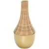 15" Brown & Gold Rattan Handmade Woven Vase 1 15" Brown & Gold Rattan Handmade Woven Vase -Flowers Michael Store D760377S 1