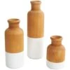 Brown Wood Colorblock Vase With White Bases Set -Flowers Michael Store D760418S 1