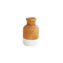 Brown Wood Colorblock Vase With White Bases Set -Flowers Michael Store D760418S 3