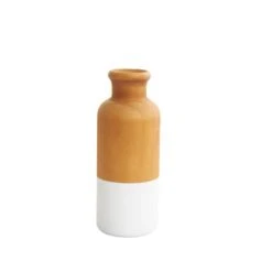 Brown Wood Colorblock Vase With White Bases Set -Flowers Michael Store D760418S 4