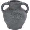 10.5" Black Ceramic Textured Whitewashed Vase With Handles -Flowers Michael Store D760419S 1