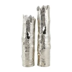 CosmoLiving By Cosmopolitan Silver Aluminum Tree Trunk Inspired Vase Set 11 CosmoLiving By Cosmopolitan Silver Aluminum Tree Trunk Inspired Vase Set -Flowers Michael Store D760421S 1 1
