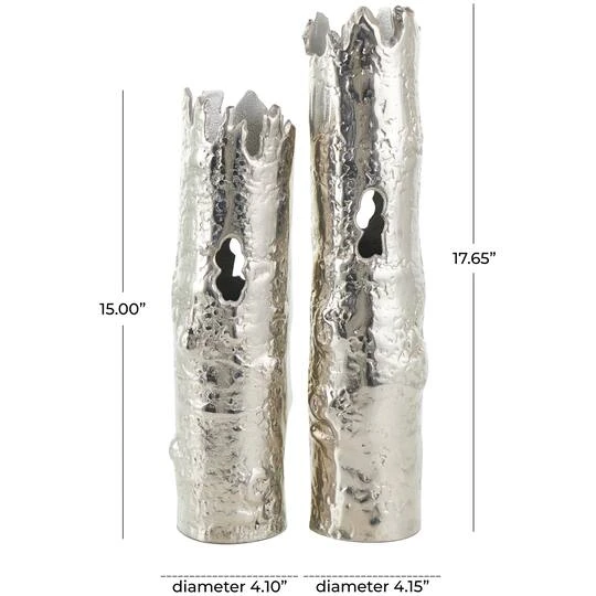 CosmoLiving By Cosmopolitan Silver Aluminum Tree Trunk Inspired Vase Set 10 CosmoLiving By Cosmopolitan Silver Aluminum Tree Trunk Inspired Vase Set - Image 8