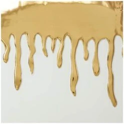 CosmoLiving By Cosmopolitan 16" White Ceramic Vase With Abstract Gold Melting Drips -Flowers Michael Store D760438S 6