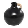 13" Black Ceramic Jug Inspired Vase With Rattan Wrapped Handle 1 13" Black Ceramic Jug Inspired Vase With Rattan Wrapped Handle -Flowers Michael Store D760439S 1