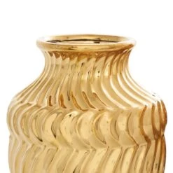 Gold Ceramic Abstract Small Textured Vase Set -Flowers Michael Store D760451S 6