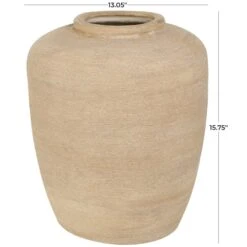 16" Beige Ceramic Wide Textured Vase -Flowers Michael Store D760454S 8