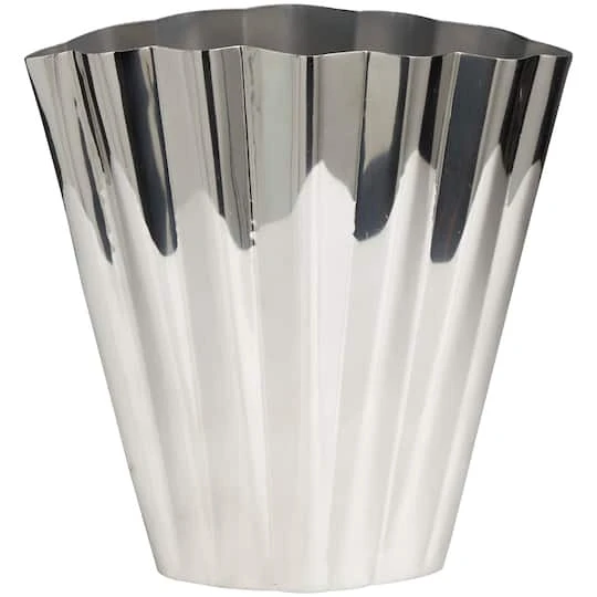 12" Silver Stainless Steel Vase With Zig Zag Edging 4 12" Silver Stainless Steel Vase With Zig Zag Edging - Image 2