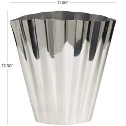 12" Silver Stainless Steel Vase With Zig Zag Edging 13 12" Silver Stainless Steel Vase With Zig Zag Edging -Flowers Michael Store D760460S 5