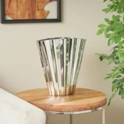 12" Silver Stainless Steel Vase With Zig Zag Edging 10 12" Silver Stainless Steel Vase With Zig Zag Edging -Flowers Michael Store D760460S 6