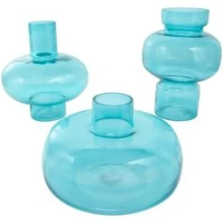 Blue Glass Rounded Vase Set