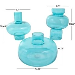 Blue Glass Rounded Vase Set -Flowers Michael Store D760463S 10