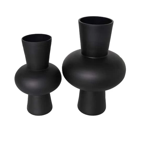 Black Glass Trumpet Vase Set 3 Black Glass Trumpet Vase Set