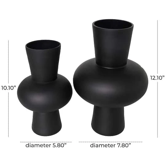Black Glass Trumpet Vase Set 10 Black Glass Trumpet Vase Set - Image 8