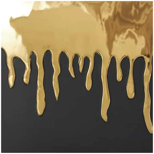 CosmoLiving By Cosmopolitan 11" Black Ceramic Vase With Abstract Gold Melting Drips 7 CosmoLiving By Cosmopolitan 11" Black Ceramic Vase With Abstract Gold Melting Drips - Image 5