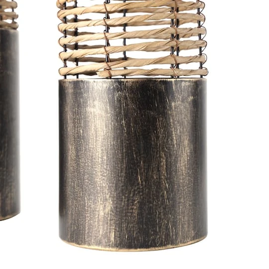 Light Brown Plastic Rattan Handmade Vase Set 6 Light Brown Plastic Rattan Handmade Vase Set - Image 4