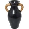 21" Black Ceramic Jug With Rattan Wrapped Handles -Flowers Michael Store D760495S 1