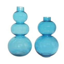 Blue Round Bubble Glass Vase Set -Flowers Michael Store D760515S 4