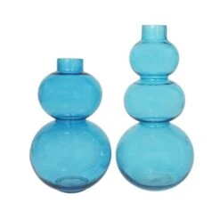 Blue Round Bubble Glass Vase Set -Flowers Michael Store D760515S 5