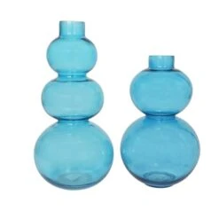 Blue Round Bubble Glass Vase Set -Flowers Michael Store D760515S 9