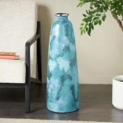 30" Teal Glass Handmade Vase -Flowers Michael Store D760522S 7