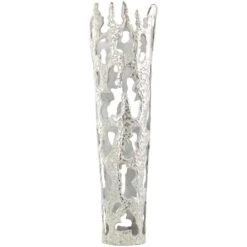 31" Contemporary Aluminum Melting Drip Vase Silver -Flowers Michael Store D760543S 2