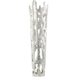 31" Contemporary Aluminum Melting Drip Vase Silver -Flowers Michael Store D760543S 8