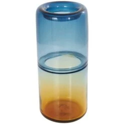 13" Blue & Yellow Ombre Glass Vase -Flowers Michael Store D760546S 6
