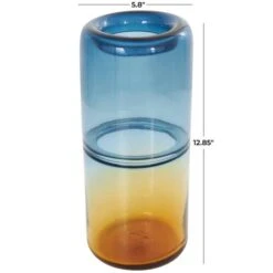 13" Blue & Yellow Ombre Glass Vase -Flowers Michael Store D760546S 7
