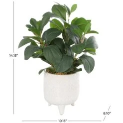 14" Faux Foliage Artificial Plant In White Pot -Flowers Michael Store D762322S 9