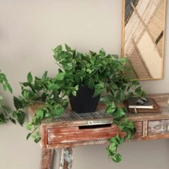 16" Green Pothos Artificial Plant With Black Plastic Pot -Flowers Michael Store D762323S 10