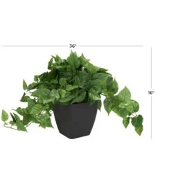 16" Green Pothos Artificial Plant With Black Plastic Pot -Flowers Michael Store D762323S 8