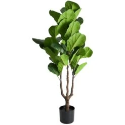 4ft. Green Fiddle Leaf Artificial Tree With Black Pot