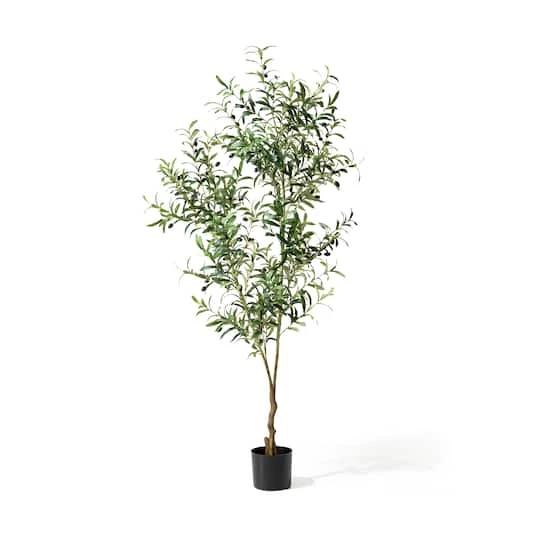 Glitzhome® 6ft. Potted Faux Olive Tree 4 Glitzhome® 6ft. Potted Faux Olive Tree - Image 2