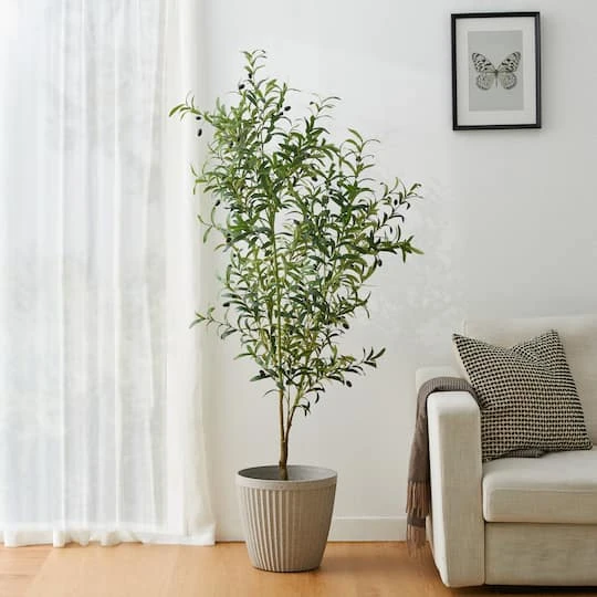 Glitzhome® 6ft. Potted Faux Olive Tree 5 Glitzhome® 6ft. Potted Faux Olive Tree - Image 3