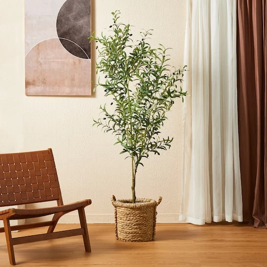 Glitzhome® 6ft. Potted Faux Olive Tree 7 Glitzhome® 6ft. Potted Faux Olive Tree - Image 5