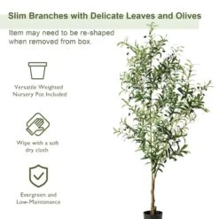 Glitzhome® 6ft. Potted Faux Olive Tree 18 Glitzhome® 6ft. Potted Faux Olive Tree -Flowers Michael Store D763657S 7